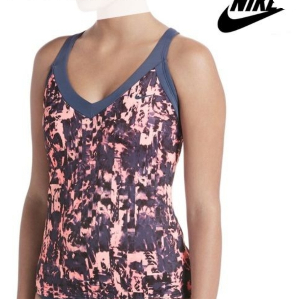 Nike Fire V- Neck Tankini Swim Top Pink Glaze